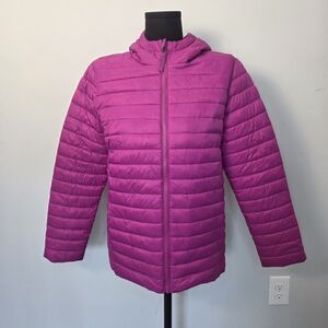 Lands’ End Youth Girl XL 14-16 PrimaLoft Puffer Jacket Pink Lightweight Packable